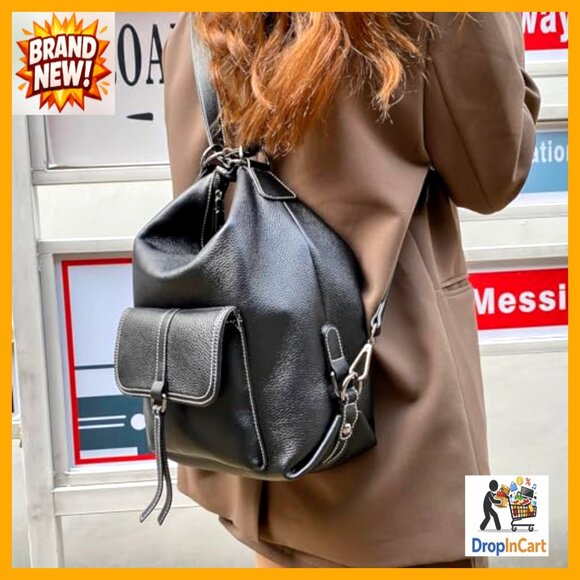 Genuine Leather Backpack Purse Large Capacity Anti-Theft Travel Convertible main image 5